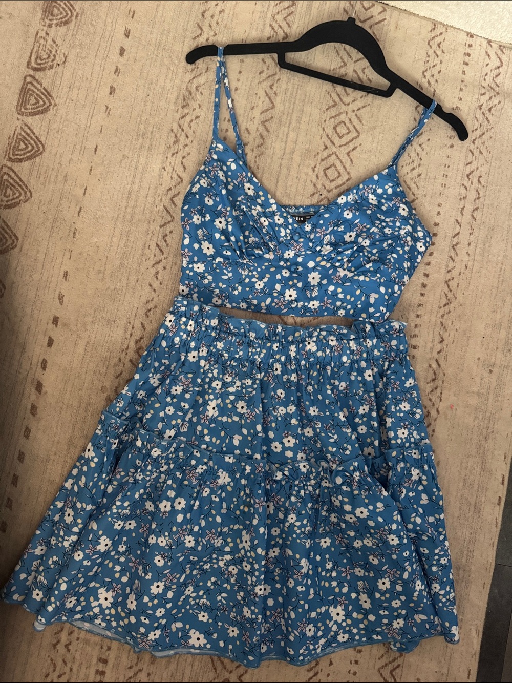 Blue Floral Two-Piece Girls' Dress Set